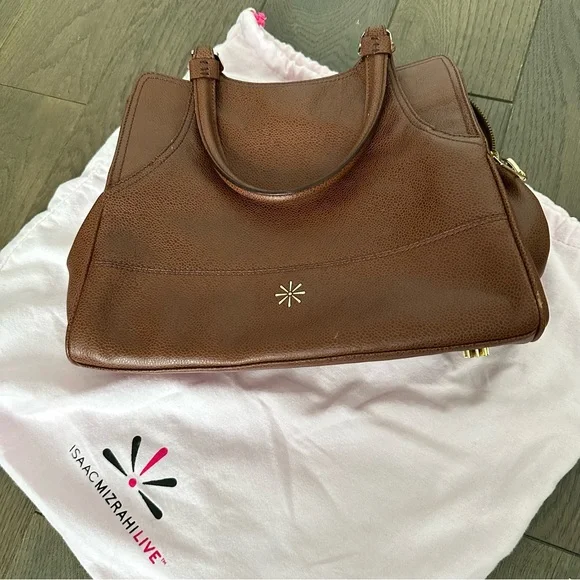 Isaac Mizrahi Brown Leather Satchel - Picture 1 of 7